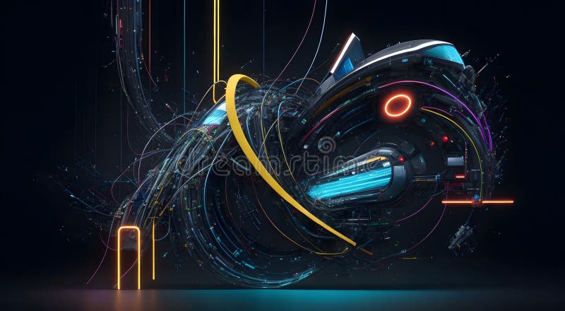 Tecnologia astratta 3d sfondo della velocità in fibra. forma futuristica. illustrazione generativa ai illustrazione di stock