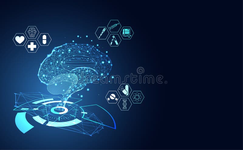 Tecnologia astratta futuristico concetto digitale concetto di sanità intelligenza artificiale illustrazione vettoriale
