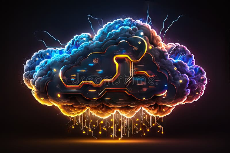 Tecnologia avanzata di intelligenza artificiale di storage cloud. aie generativa illustrazione di stock