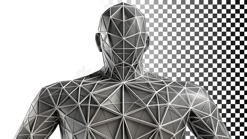 Tecnologia del modello 3D con struttura a wireframe e design avatar digitale Png immagine trasparente Generative AI royalty illustrazione gratis