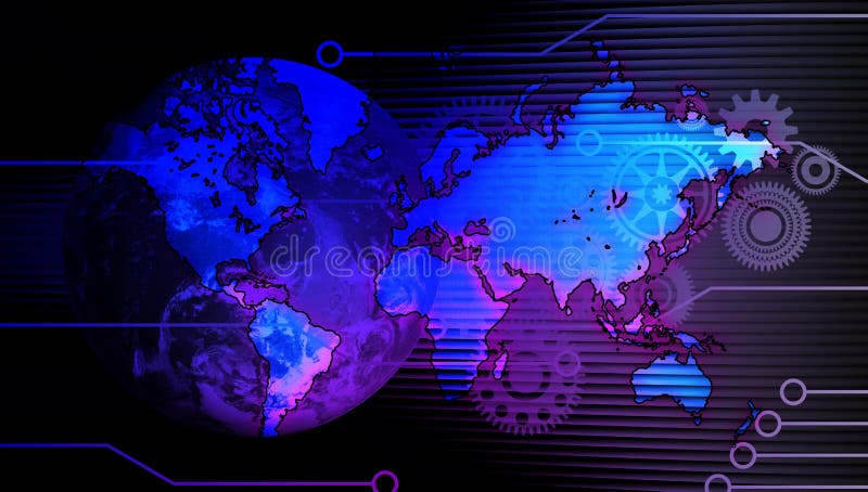 Tecnologia di rete del mondo Comunicazione di tecnologia illustrazione di stock Tecnologia di rete del mondo Comunicazione di tecnologia illustrazione di stock