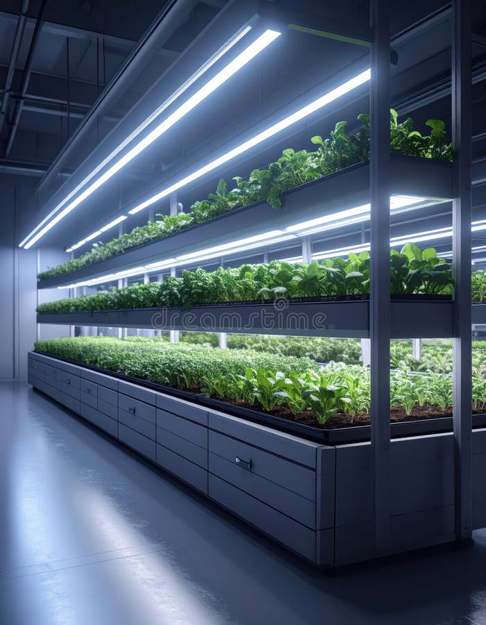 Tecnologia innovativa per l'agricoltura in ambienti chiusi fotografia stock