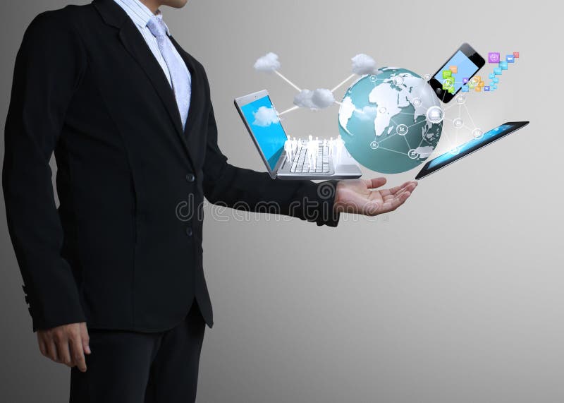 Tecnologia nas mãos foto de stock Tecnologia nas mãos foto de stock