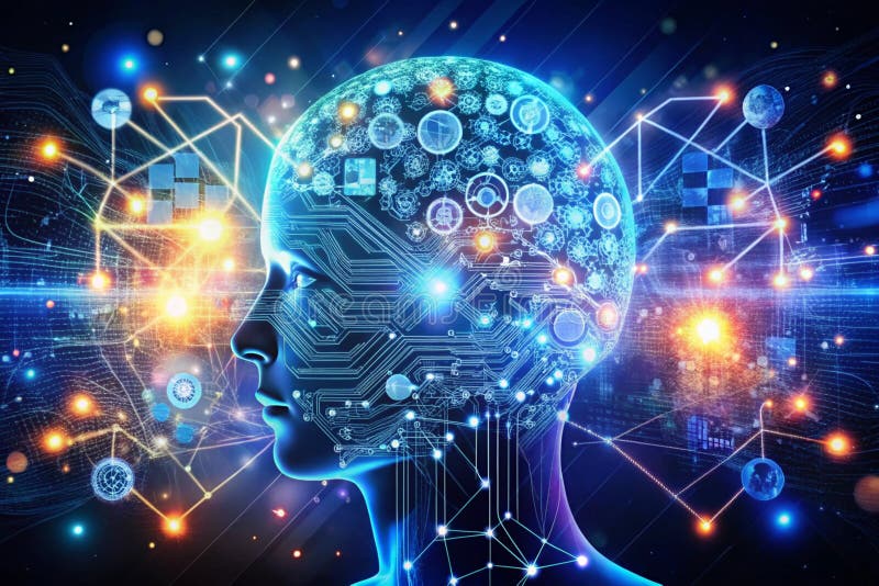 Tecnologie AI e moderne : Esplorazione di data mining Machine Learning e altro ancora illustrazione di stock