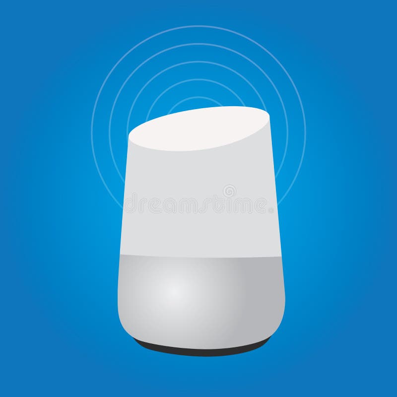 Tecnología auxiliar casera elegante del altavoz de la inteligencia stock de ilustración Tecnología auxiliar casera elegante del altavoz de la inteligencia stock de ilustración