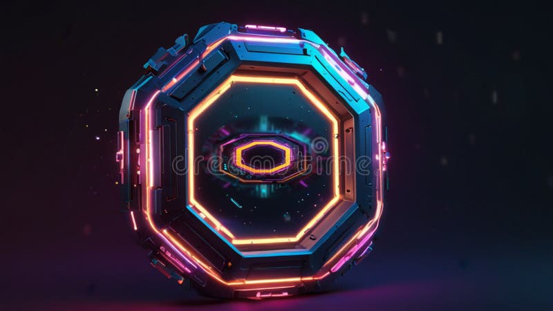 Tecnología circular : redefinición de la computación geométrica. Explorar la intersección de geometría y tecnología con este impresionante dispositivo de tecnología circular. su diseño intrincado y sus colores vibrantes muestran cómo la forma y la función pueden coexistir armoniosamente en la computación moderna. ai generativo