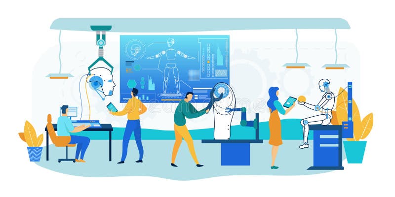 Tecnología de la construcción del robot Oficina conceptora Humanoid ilustración del vector