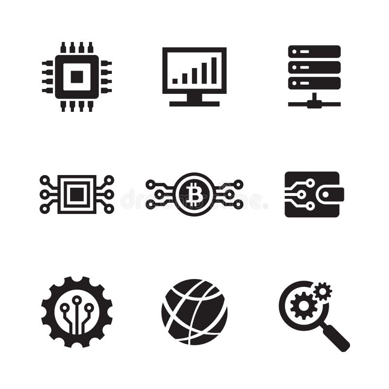 Tecnología electrónica del ordenador - sistema negro del diseño del icono de la web Muestra del vector de la red ilustración del vector Tecnología electrónica del ordenador - sistema negro del diseño del icono de la web Muestra del vector de la red ilustración del vector