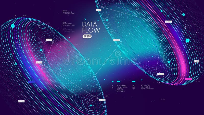 Tecnología futurista para el procesamiento de análisis de información y la ordenación de grandes datos dos grandes bases de datos stock de ilustración
