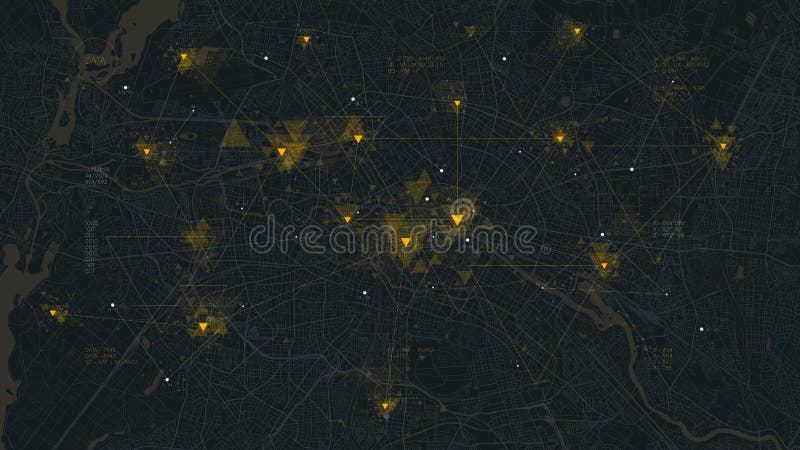 Tecnología futurista y concepto de conexión de red big smart city base de datos virtual visualización digital de big data en berlí stock de ilustración