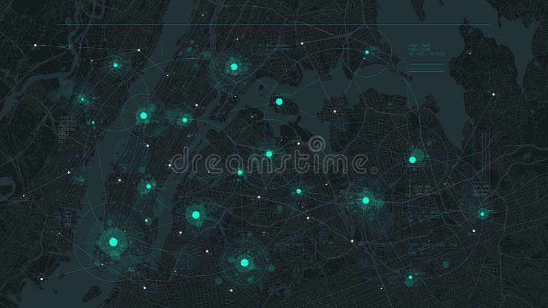 Tecnología futurista y concepto de conexión de red big smart city base de datos virtual visualización digital de big data en nuevo libre illustration