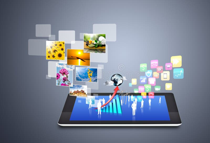 Tecnología inalámbrica moderna y medios sociales ilustración del vector Tecnología inalámbrica moderna y medios sociales ilustración del vector