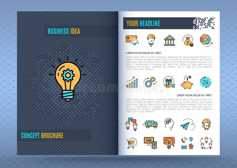 Tecnología plana de los iconos del negocio de la plantilla del diseño del folleto