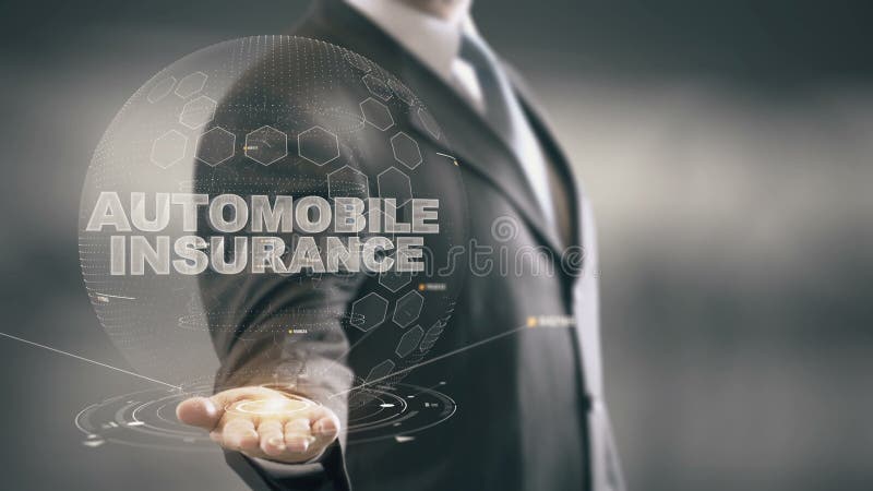 Tecnologías disponibles del holograma de Holding del hombre de negocios del seguro de automóvil