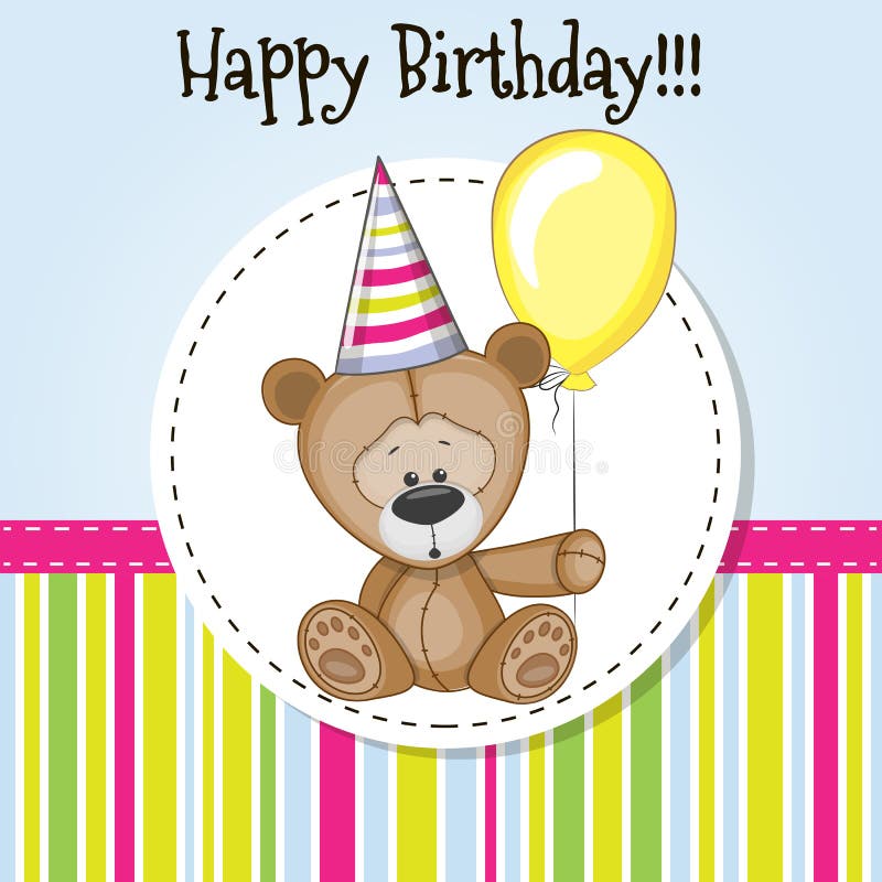 Teddy Bear with balloon stock vector. Illustration of celebrations ...