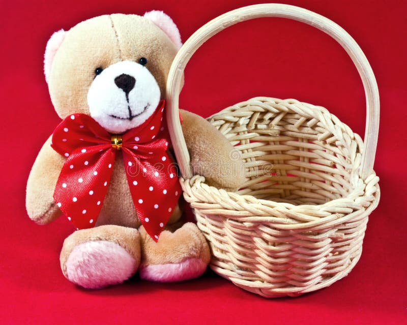 Teddy Bear with Basket stock photo. Image of bear, cuddly 21879064