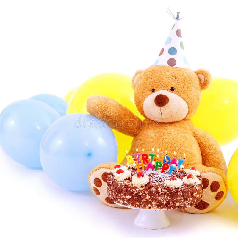 Teddy Bear With Birthday Cake Stock Photo - Image of bear ... Teddy Bear With Birthday Cake Stock Photo - Image of bear ...