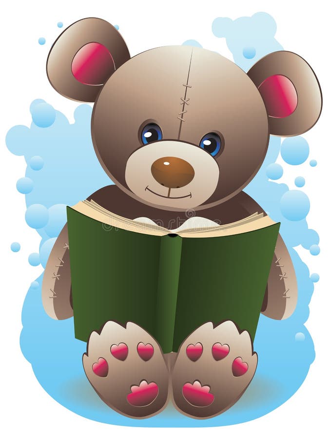 Teddy Bear con el libro ilustración del vector Teddy Bear con el libro ilustración del vector