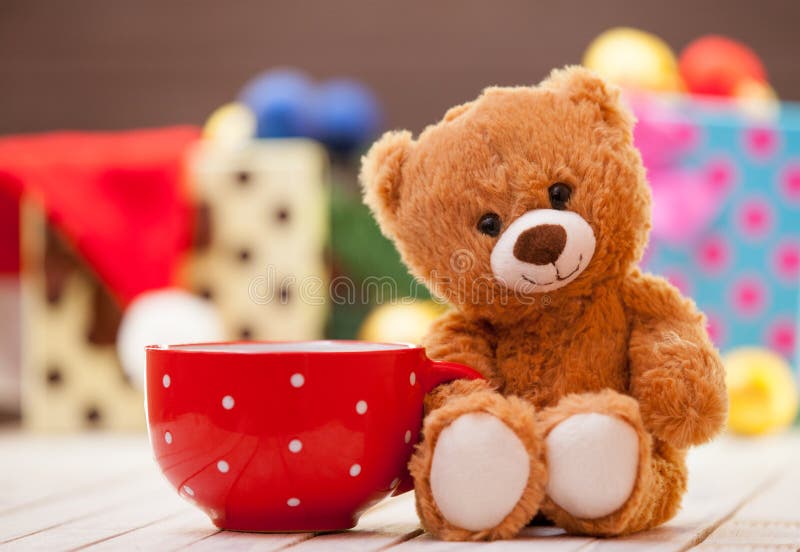 Teddy Bear with Cup of Coffee or Tea Stock Image - Image of smile, love ...