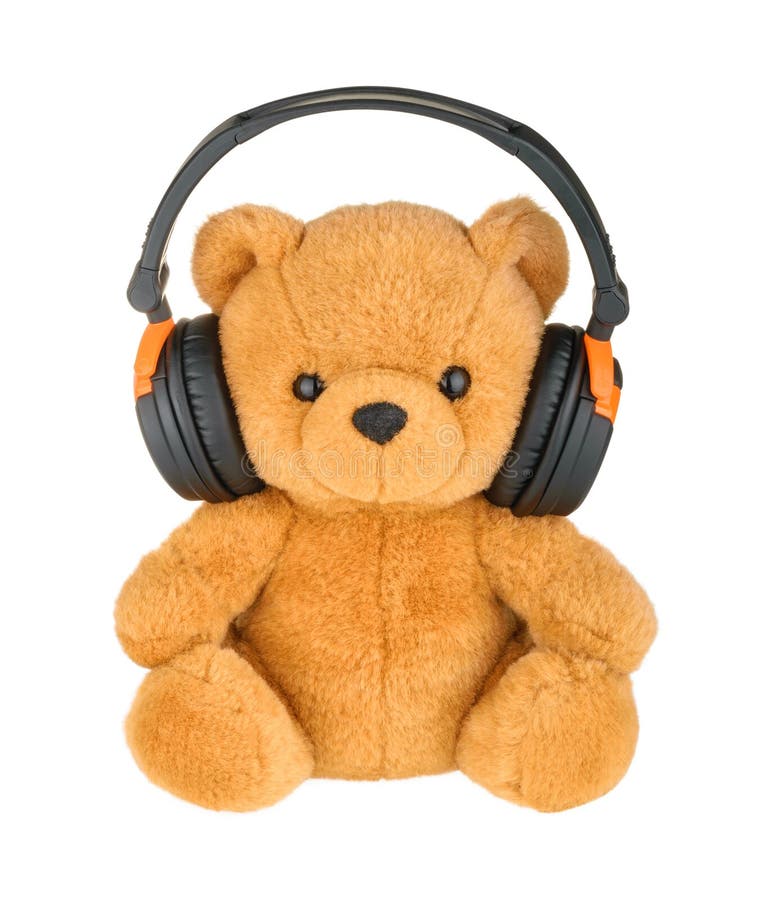 Teddy Bear With Headphones With Copy Space Stock Image Image of music