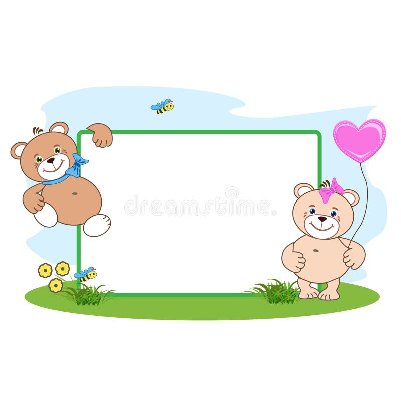 Teddy bear with heart frame