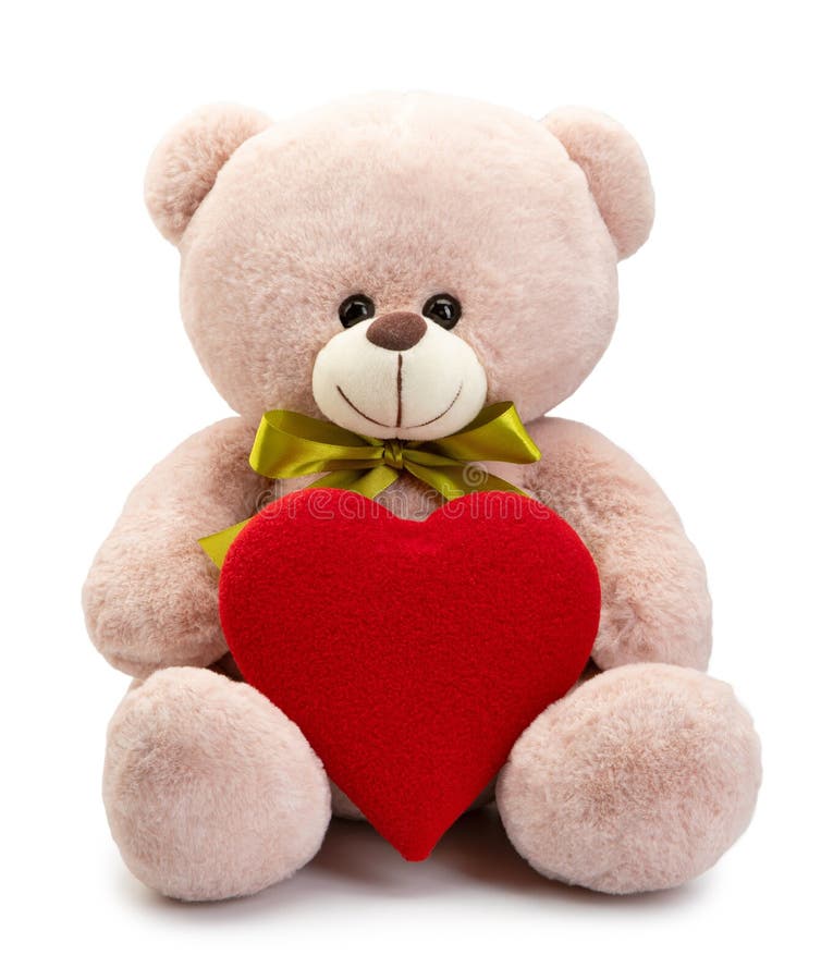 Teddy Bear with Heart Isolated on White Background Stock Image Image
