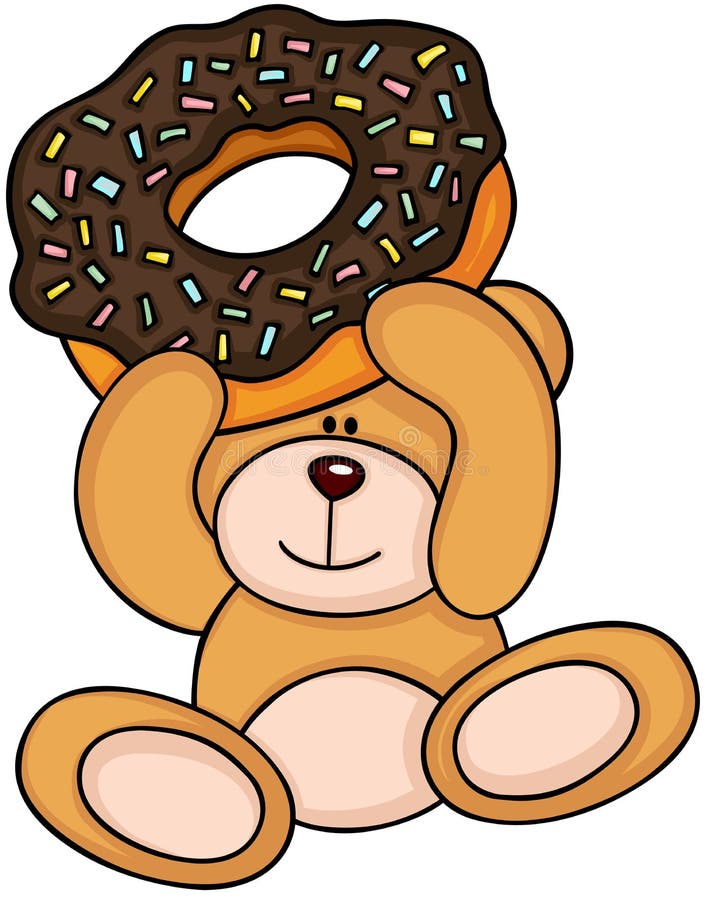 Cartoon teddy bear swimming on pool ring donut vector image on VectorStock