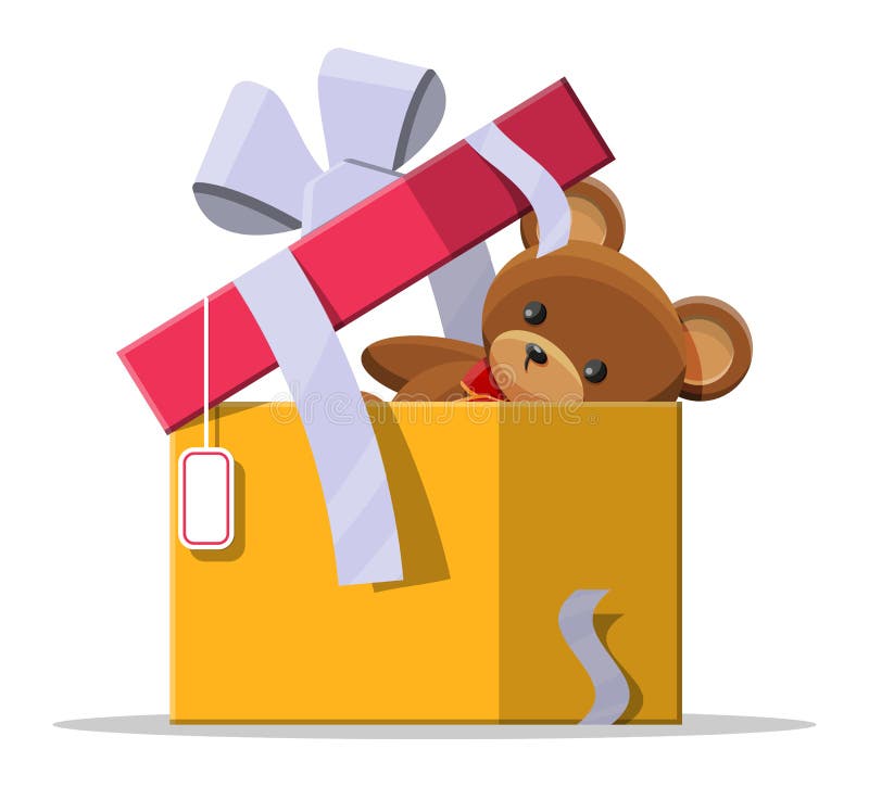 Bear in the gift box stock vector. Illustration of colorful - 32445086