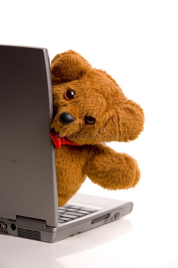 LAPTOP COMPUTER And TEDDY BEAR Stock Photo Image of silver, laptop 2908334