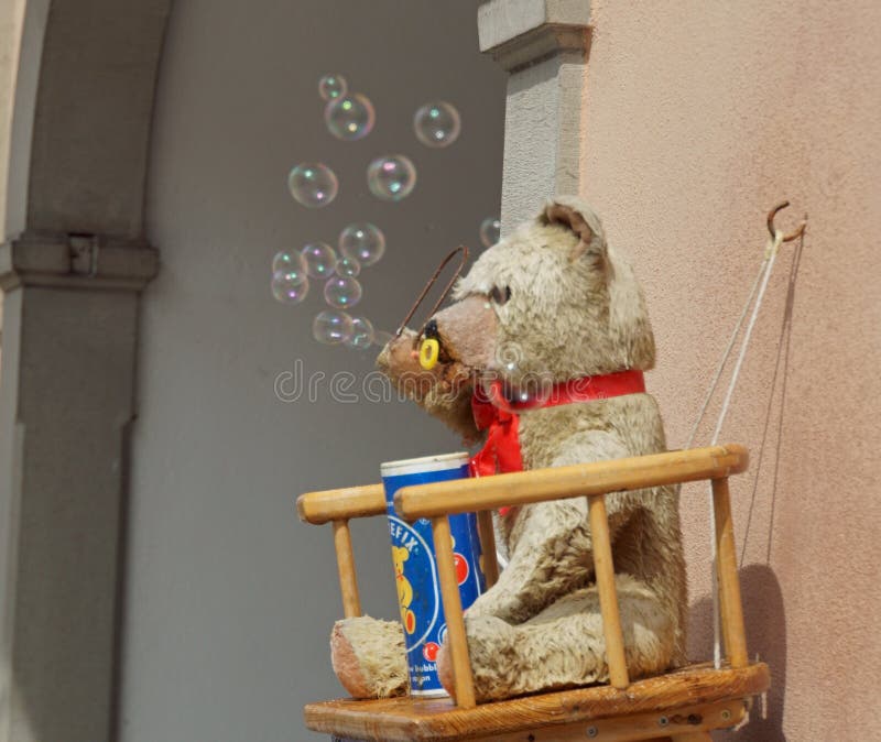 Teddy Bear Makes Soap Bubbles Stock Photo Image of bear, teddy 261781090