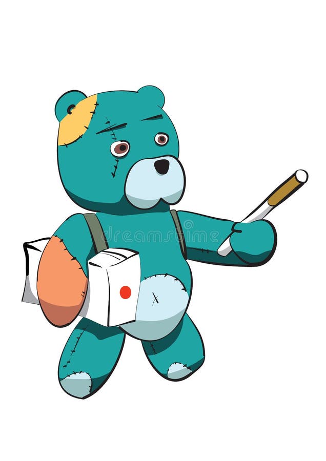 Teddybear Offering a Cigarette Stock Illustration Illustration of