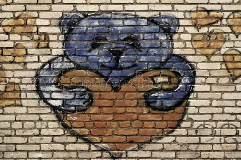 Teddy bear painted on brick wall. Street art royalty free stock photo Teddy bear painted on brick wall. Street art royalty free stock photo