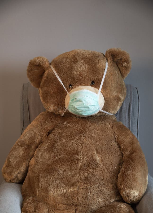 Teddy Bear in Protection Mask Stock Photo Image of teddy, brown