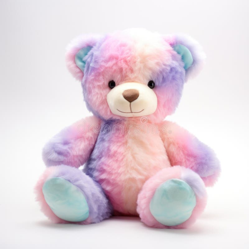 A Teddy Bear with a Rainbow Colored Coat, AI Stock Photo Image of