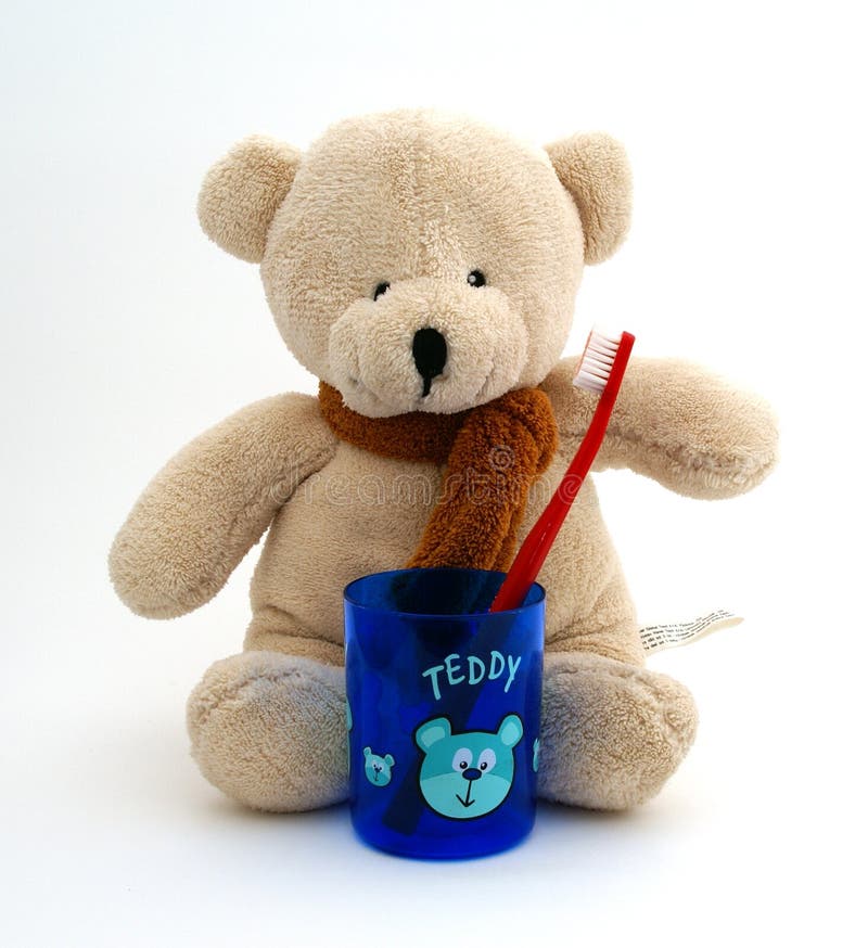 Teddy bear with toothbrush stock photo. Image of plush 2816630