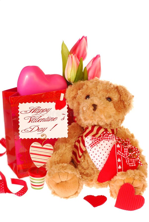 Teddy Bear with Tulip Valentines Day Stock Photos Stock Image Image