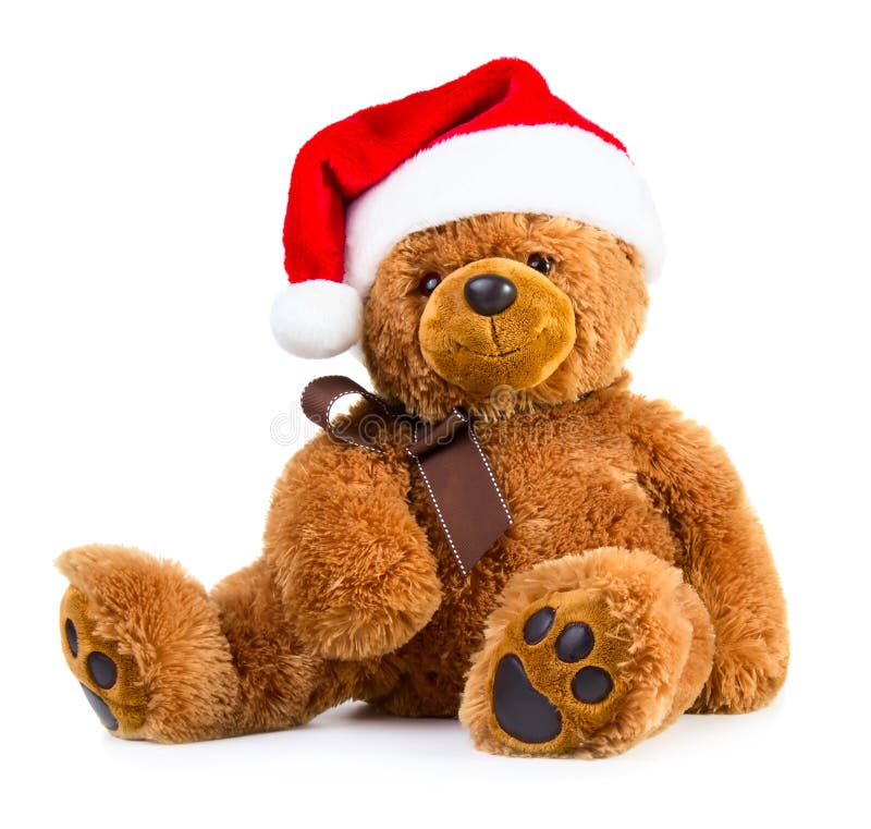 Teddy bear wearing a santa hat