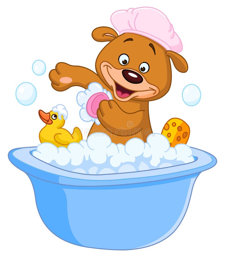 Teddybär, der ein Bad nimmt