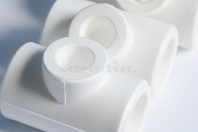 Plumbing the White Plastic Pipes Stock Photo Image of black