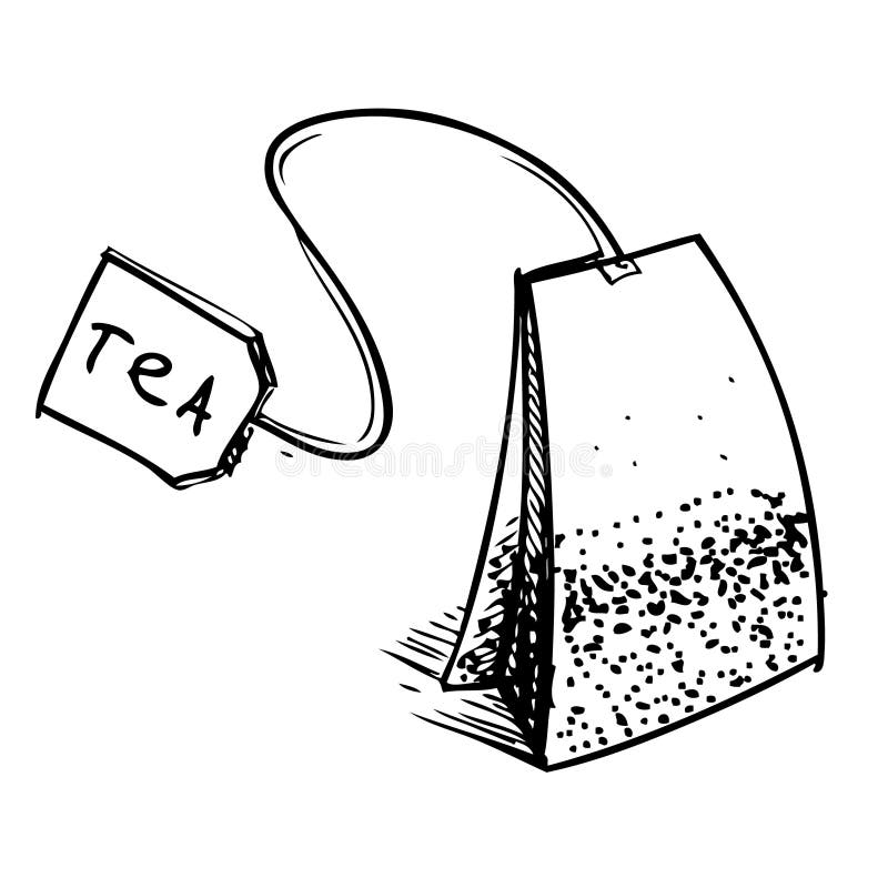 Teebeutel mit Aufkleber vektor abbildung. Illustration von