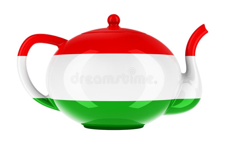 Teekanne mit ungarischer Flagge 3D-Darstellung