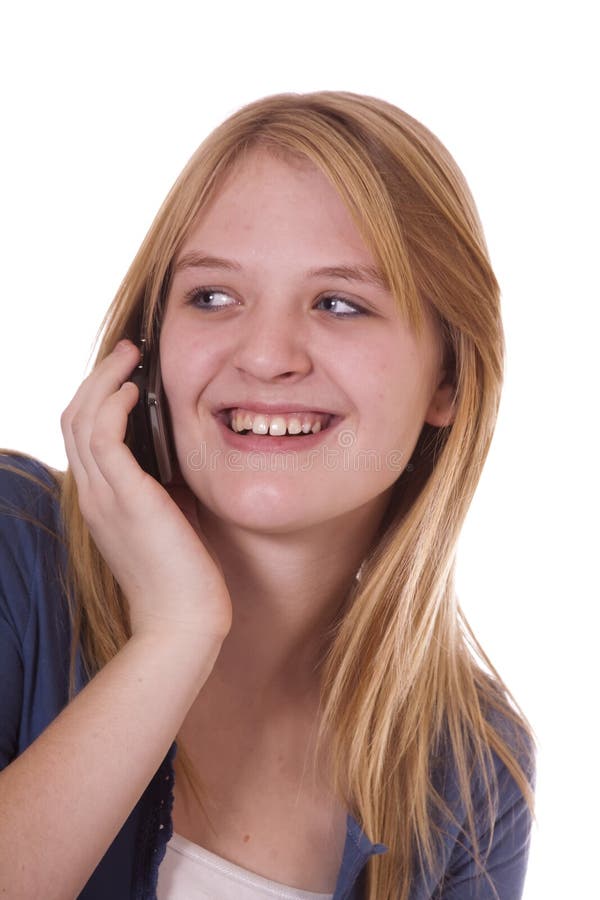 Teen Ager Wtih New Cell Phone Stock Photo Image of blonde, message