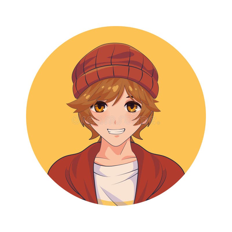 Anime style boy icon Royalty Free Vector Image