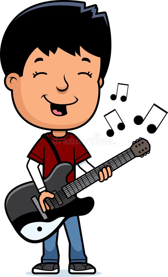 Cartoon boy playing guitar Royalty Free Vector Image