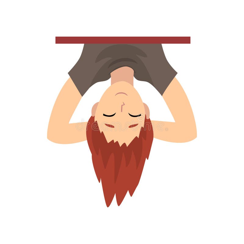 man hanging upside down cartoon