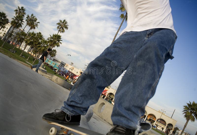 Teen Boy Skateboarding Legs