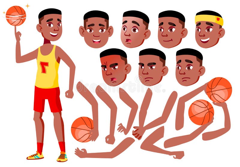 Download Teen Boy Vector. Black. Afro American. Teenager. Cute, Comic. Joy. Face Emotions, Various ...