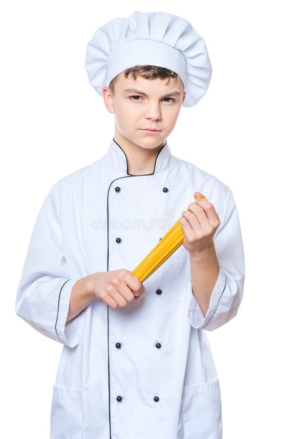 Teen Boy Wearing Chef Uniform Stock Photo - Image of meal, happiness ...