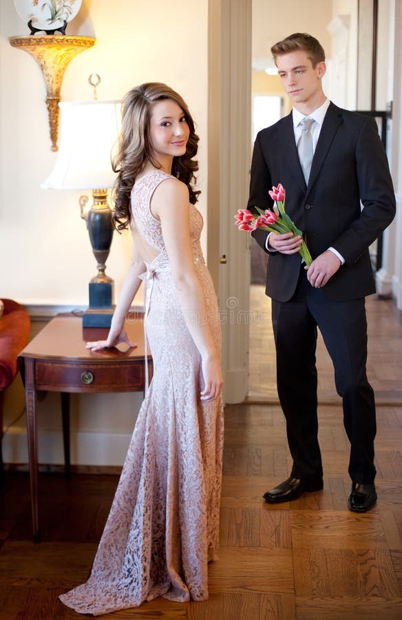 Teen Couple in Fancy Clothing