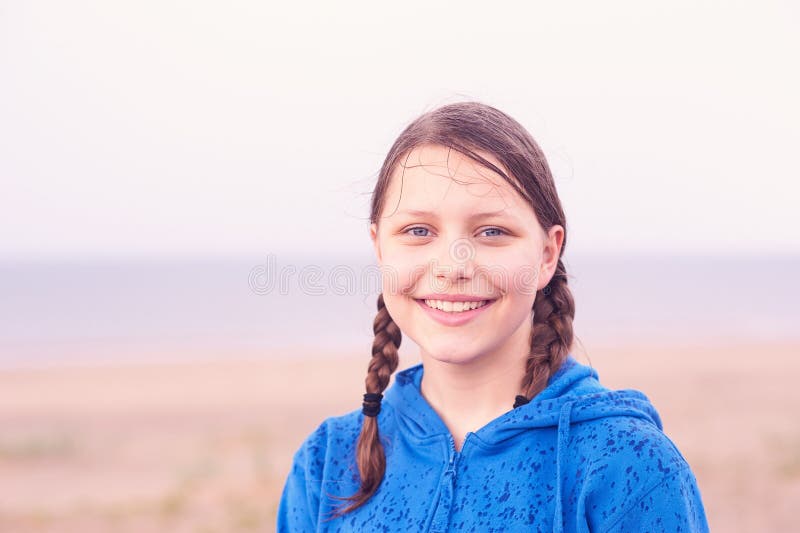 Teen girl on the beach stock photo. Image of portrait - 42765030